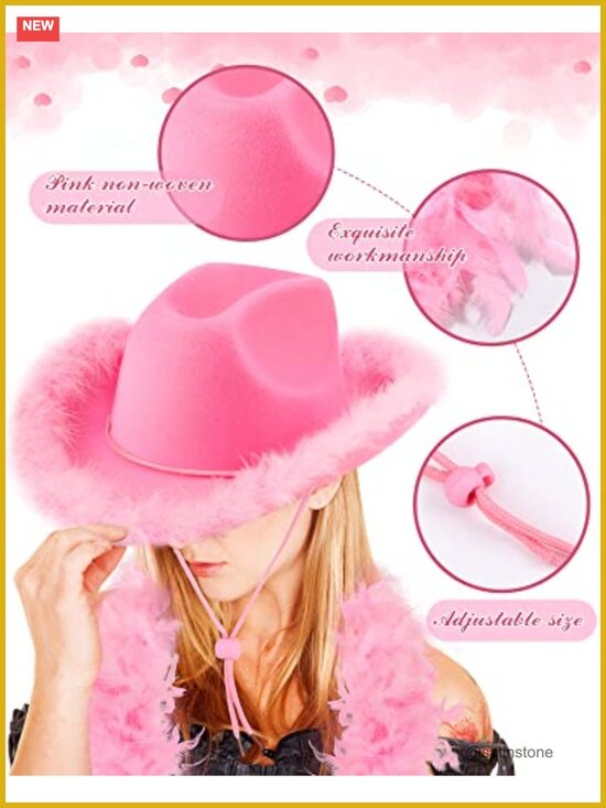 Cowgirl Hat, Feather Boa, Heart Sunglasses Set for Women Western Party main image 5